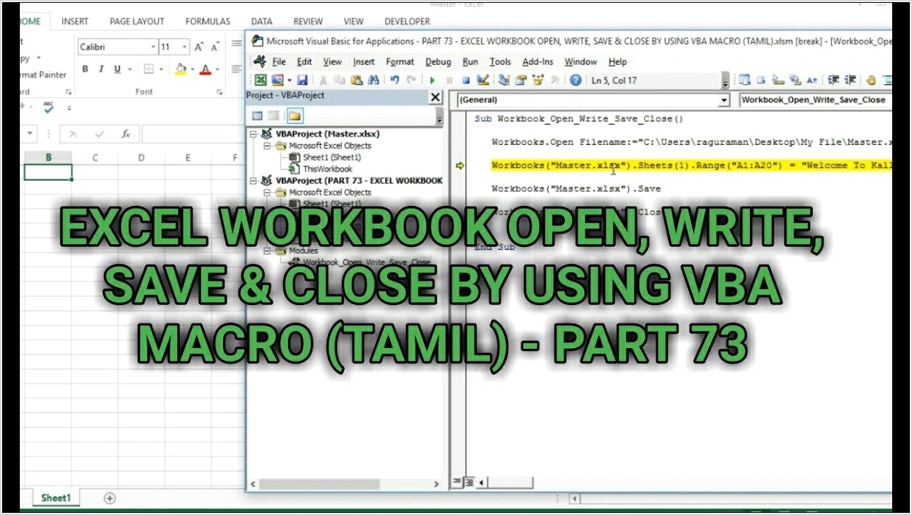 Open Workbook Using Vba Excel
