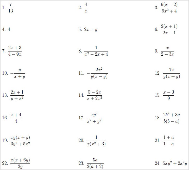 Order Of Operations Complex Fractions Worksheet
