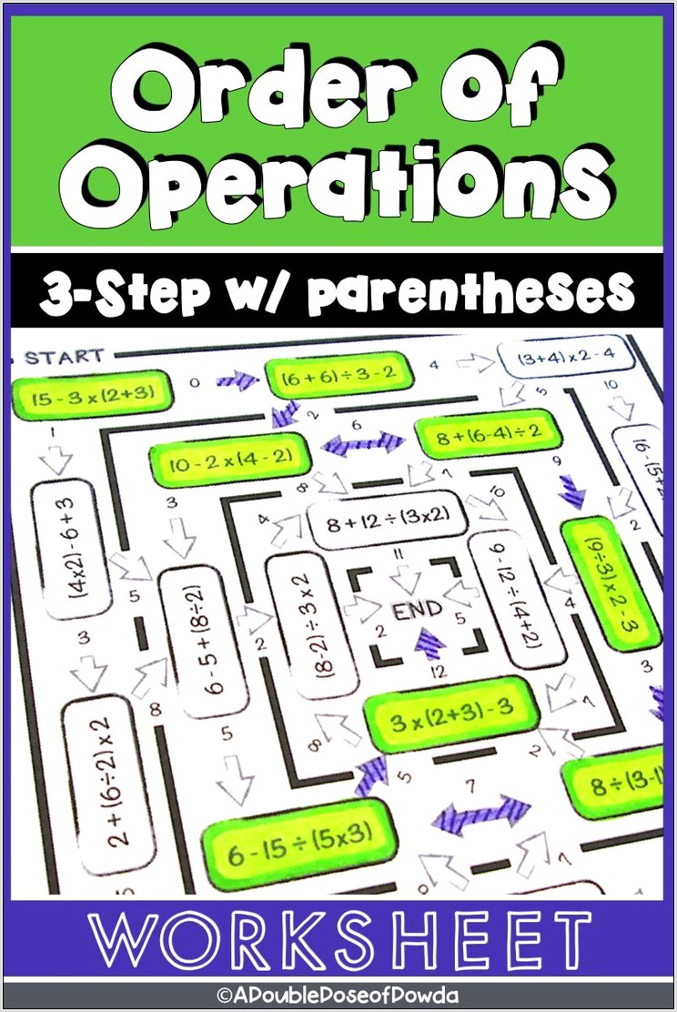 Order Of Operations Elementary Worksheet