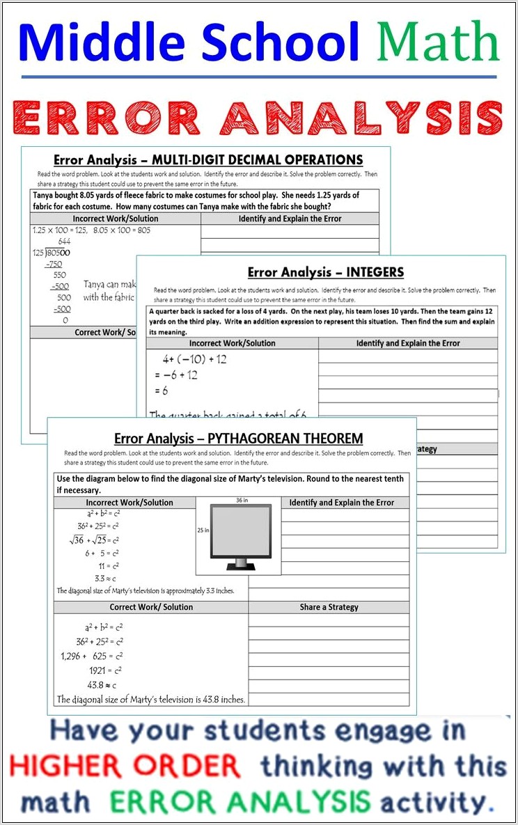 Order Of Operations Error Analysis Worksheet