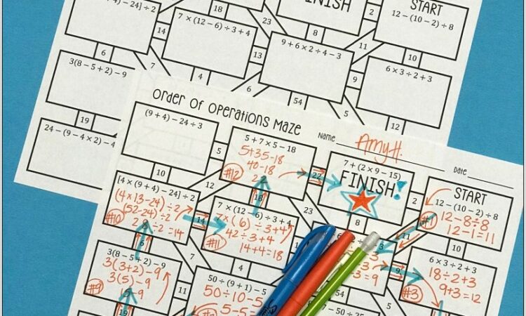 Order Of Operations Maze Worksheet