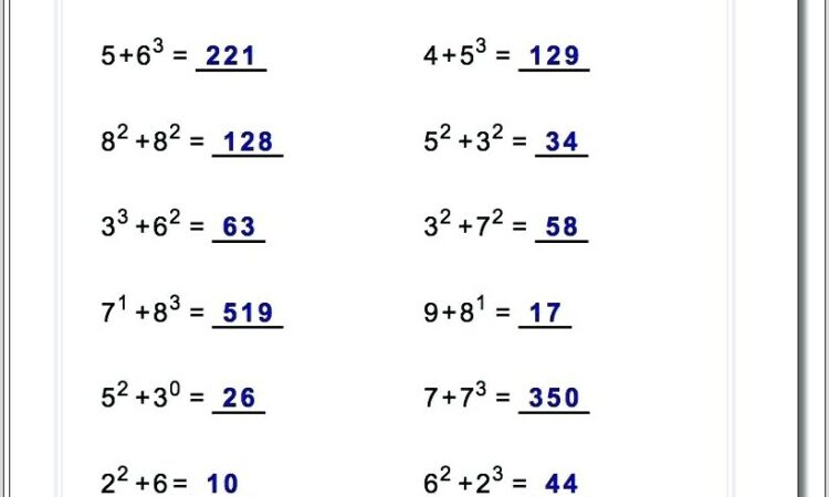 Order Of Operations Mdas Worksheet