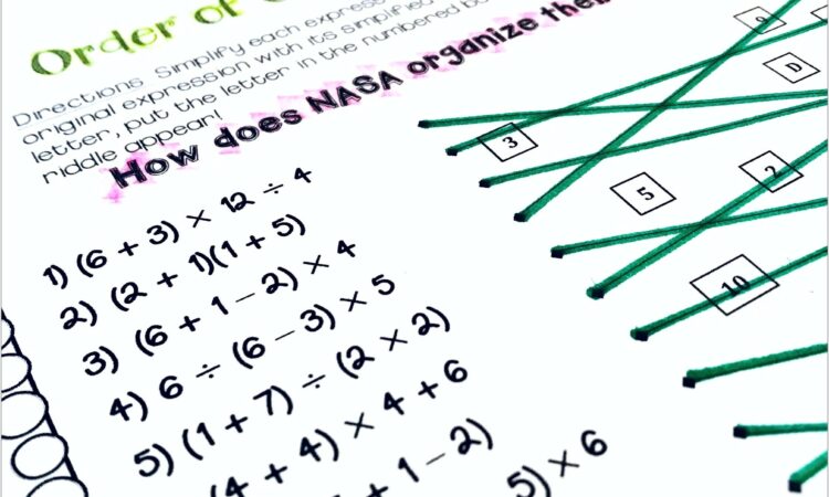 Order Of Operations Worksheet For Middle School