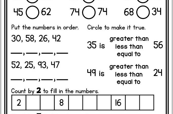 Ordering And Comparing Numbers Worksheet Ks1