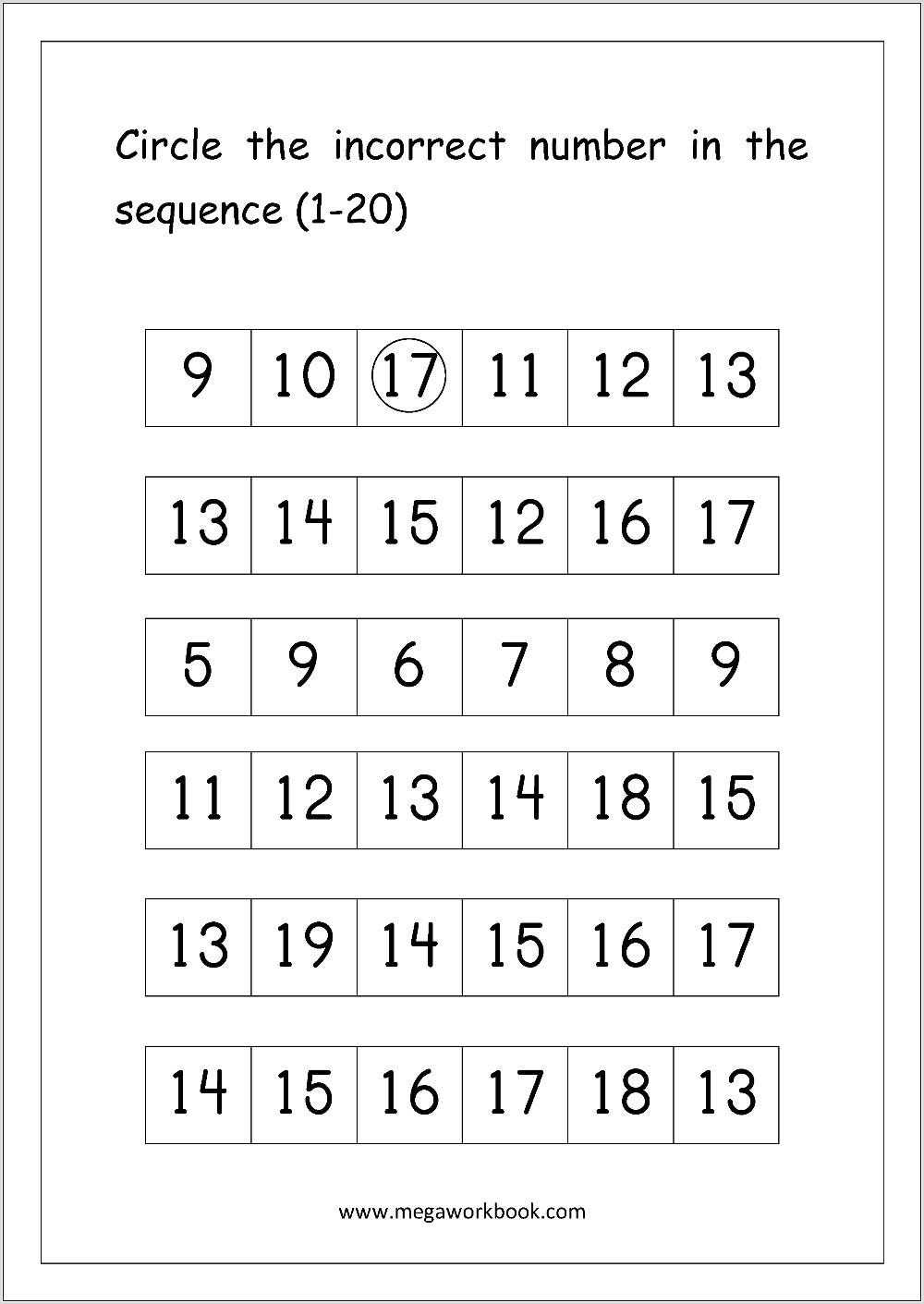 Ordering And Sequencing Numbers Worksheet