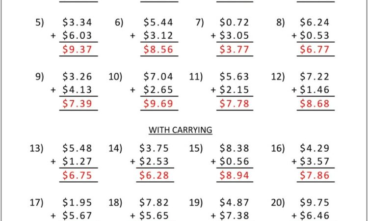 Ordering Decimals Word Problems Worksheet