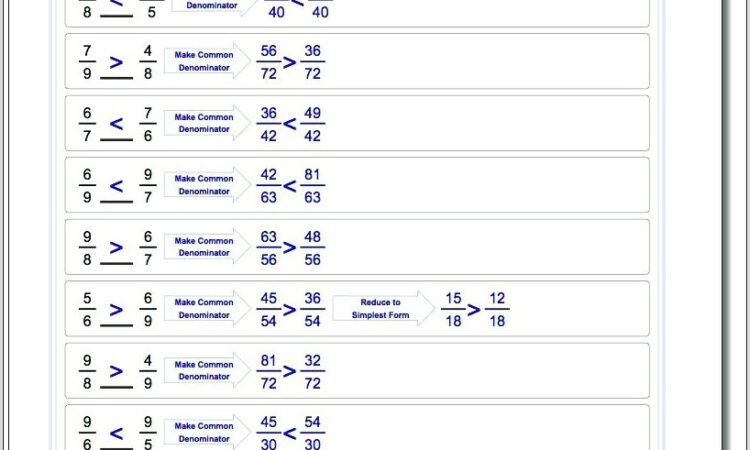 Ordering Fractions Worksheet Number Line