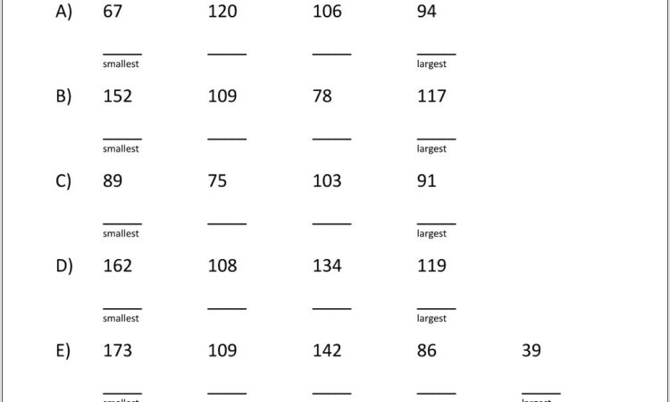 Ordering Non Sequential Numbers Worksheet