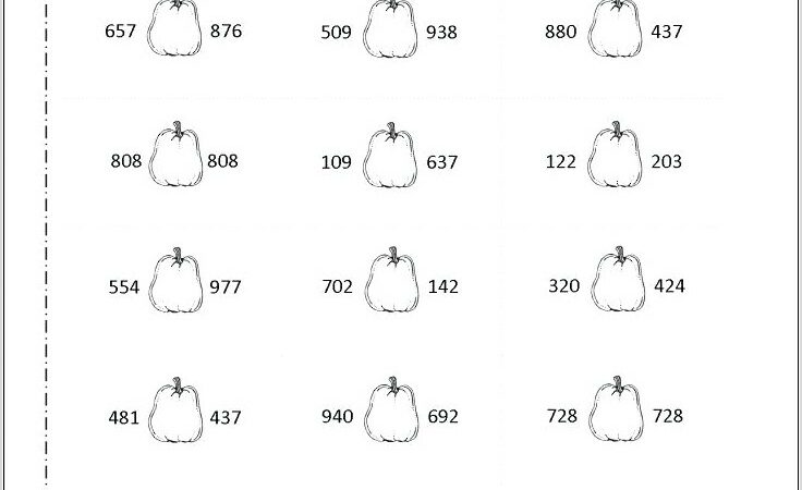 Ordering Numbers Halloween Worksheets