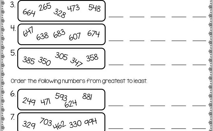 Ordering Numbers In Standard Form Worksheet