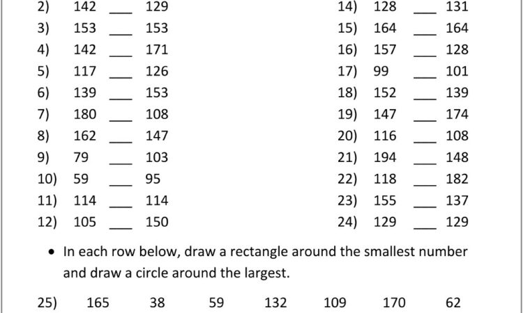 Ordering Numbers Thousands Worksheets