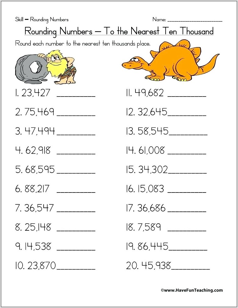 Ordering Numbers To 10000 Worksheet