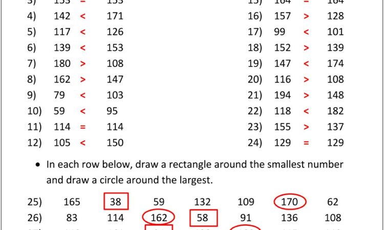 Ordering Numbers To 500 Worksheet