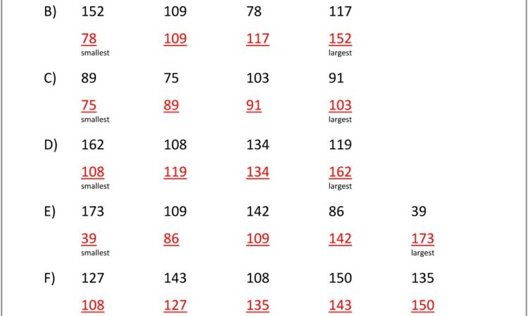 Ordering Numbers Up To 200 Worksheet