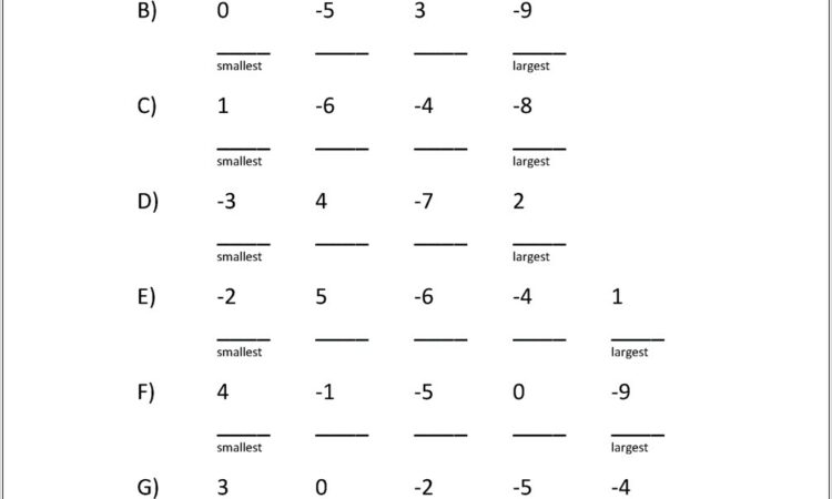 Ordering Positive And Negative Numbers Worksheet Tes