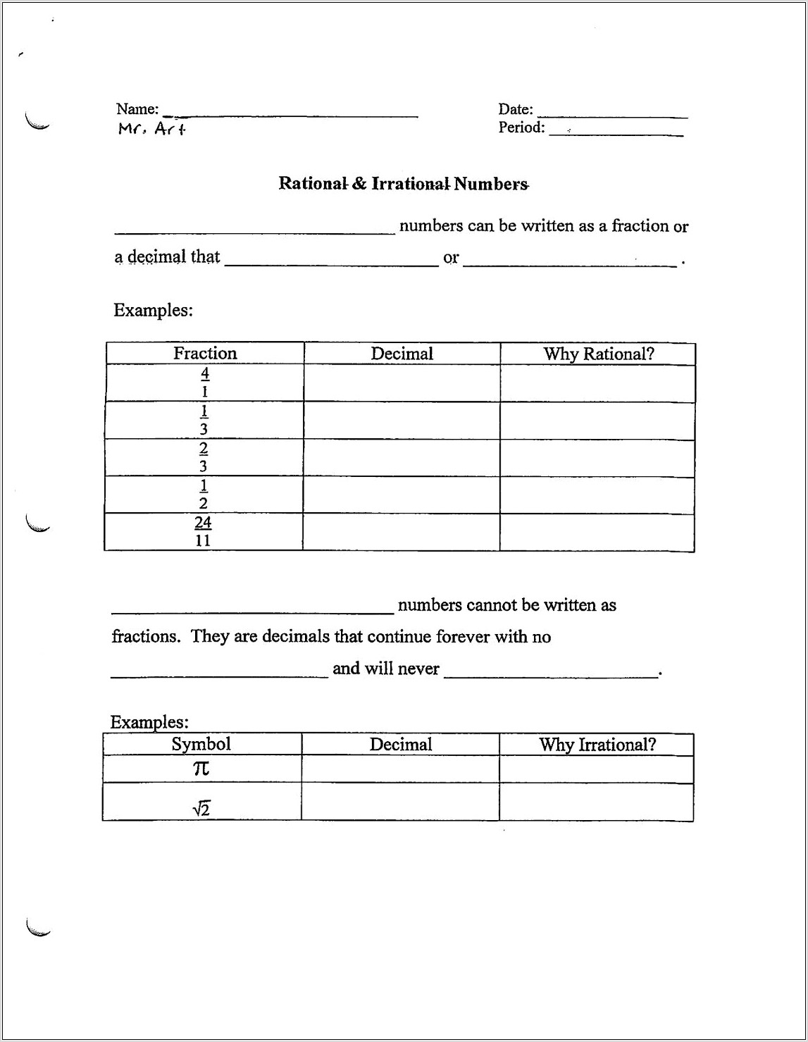 Ordering Rational And Irrational Numbers Worksheet Pdf