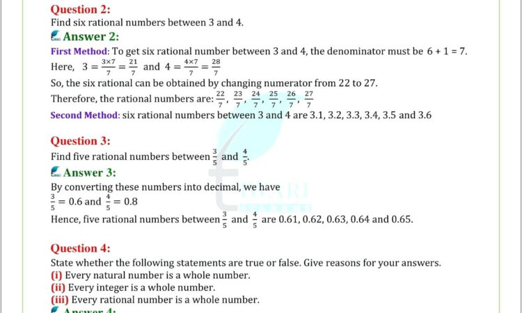 Ordering Rational Numbers Worksheet