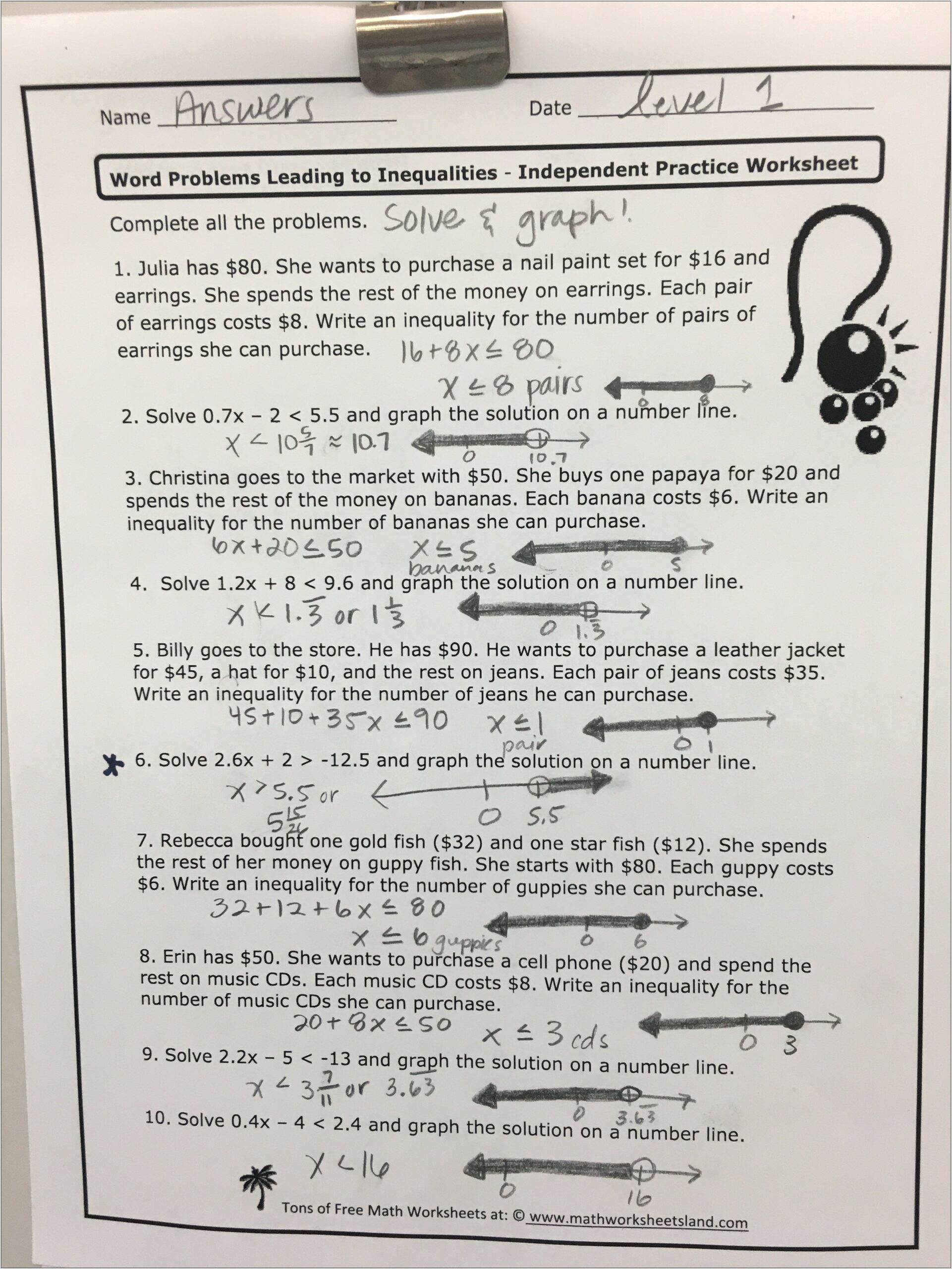 Ordering Rational Numbers Worksheet Answers