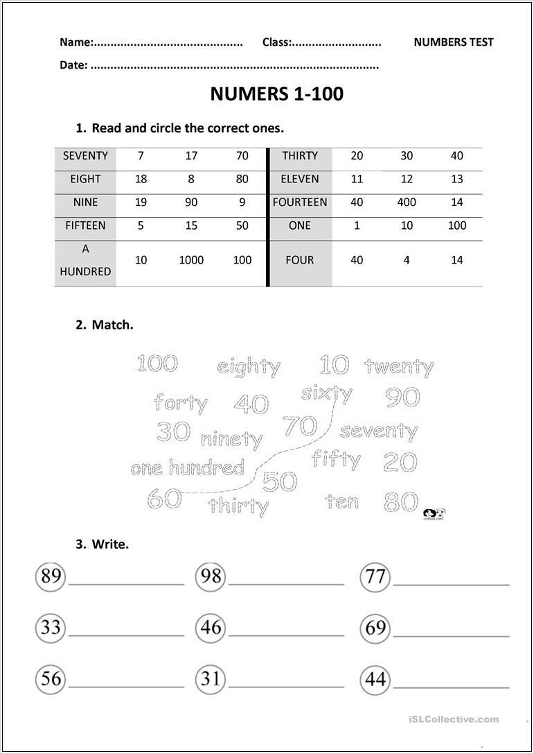 Ordinal Numbers Exercises Doc