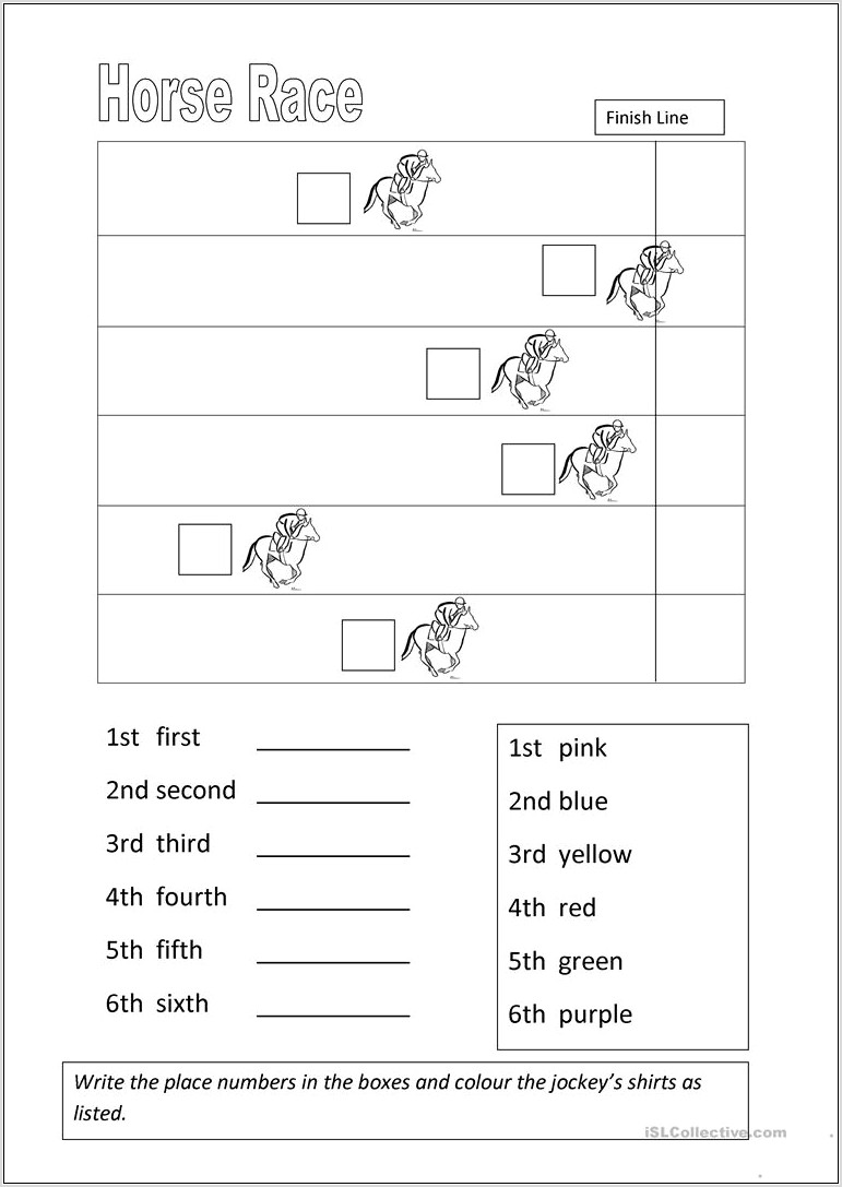 Ordinal Numbers Exercises With Answers
