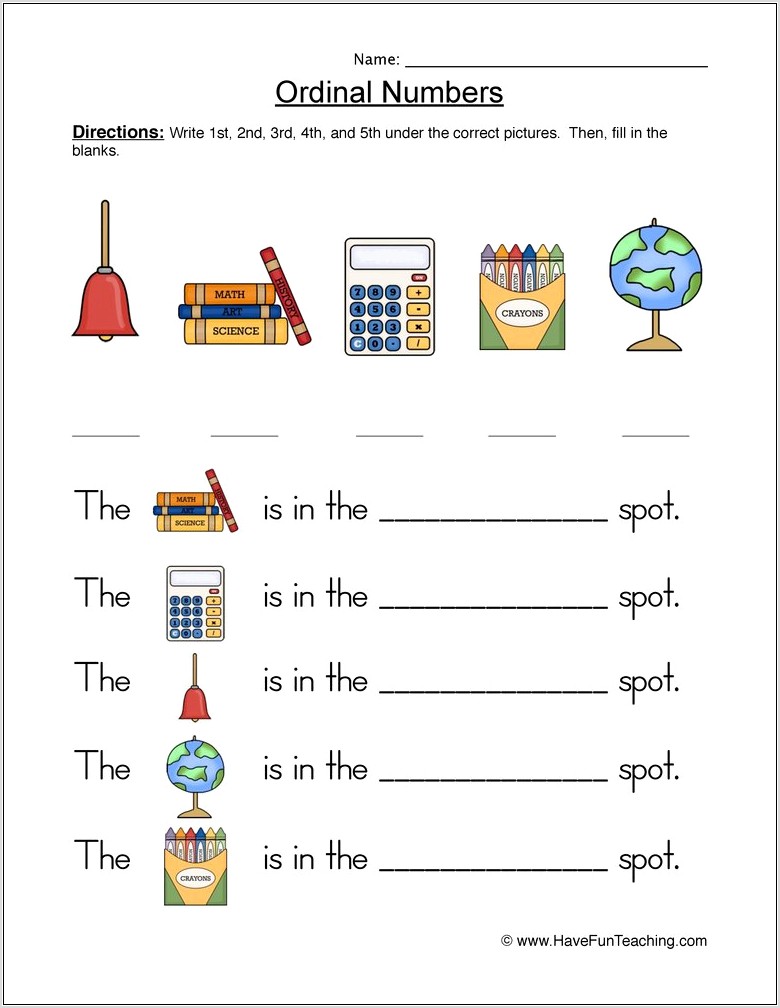 Ordinal Numbers Worksheet For Adults