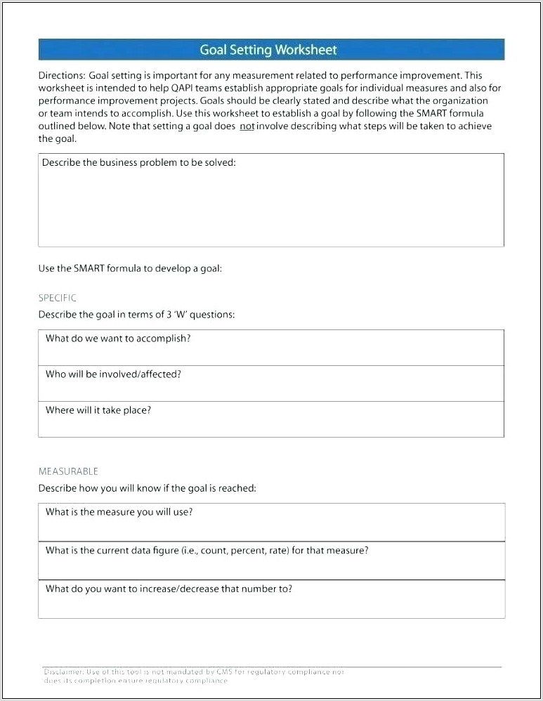 Organizational Goal Setting Worksheet