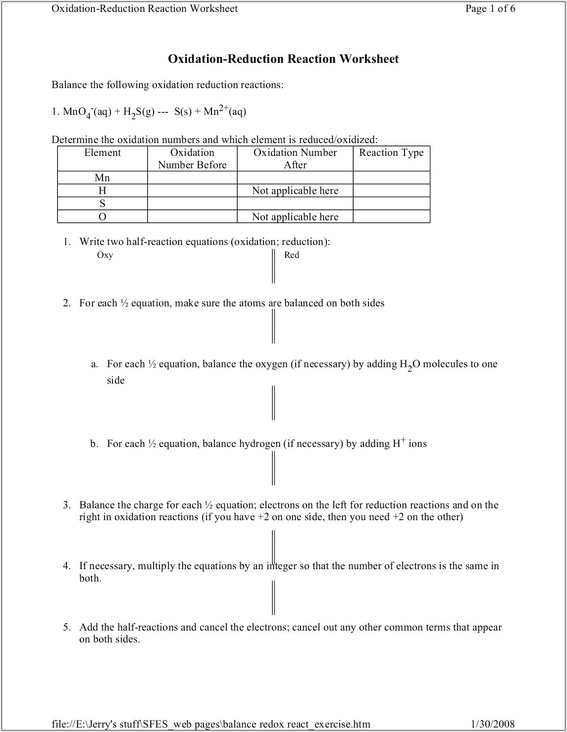 Oxidation Numbers Worksheet And Answers