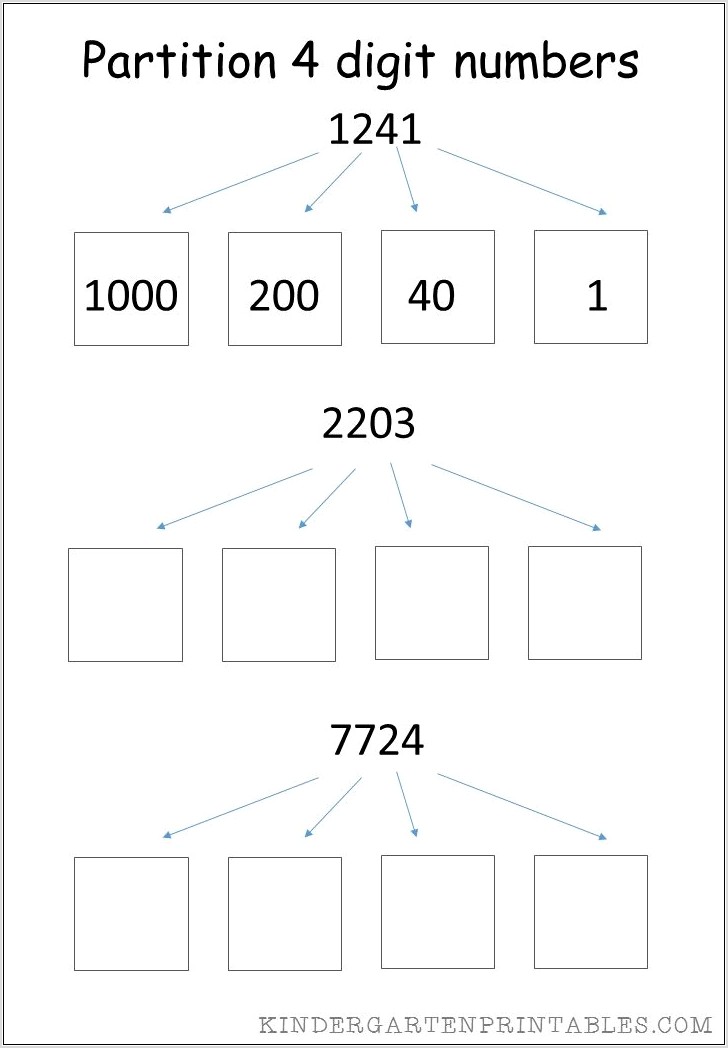 Partitioning Numbers Worksheet Year 3