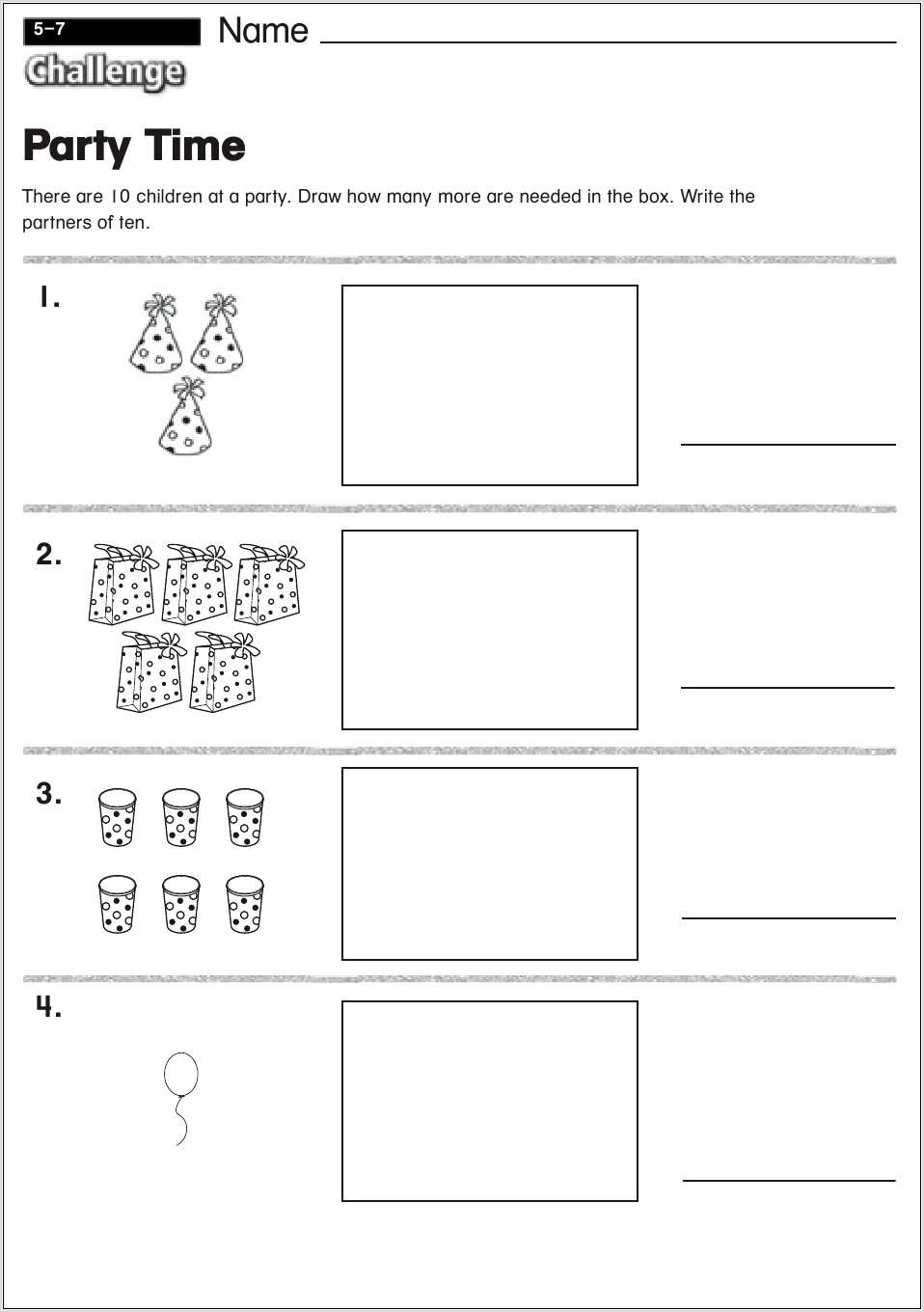 Party Time Math Worksheet