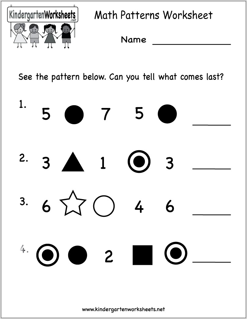Pattern Math Worksheets For Kindergarten