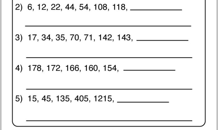 Pattern Number Line Worksheet