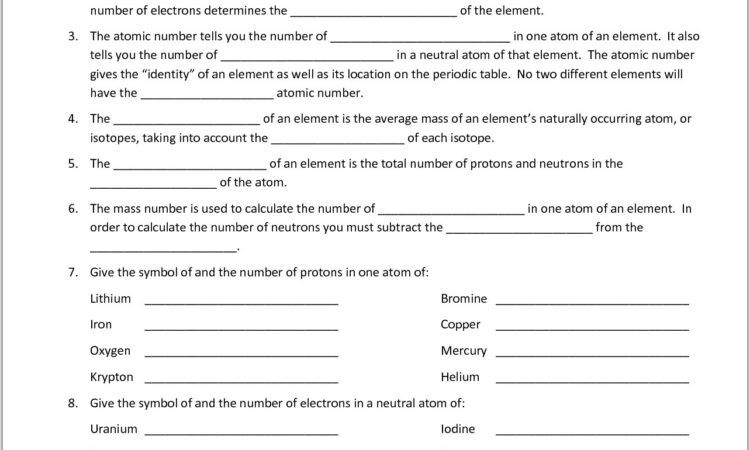 Periodic Table Basics Worksheet Key