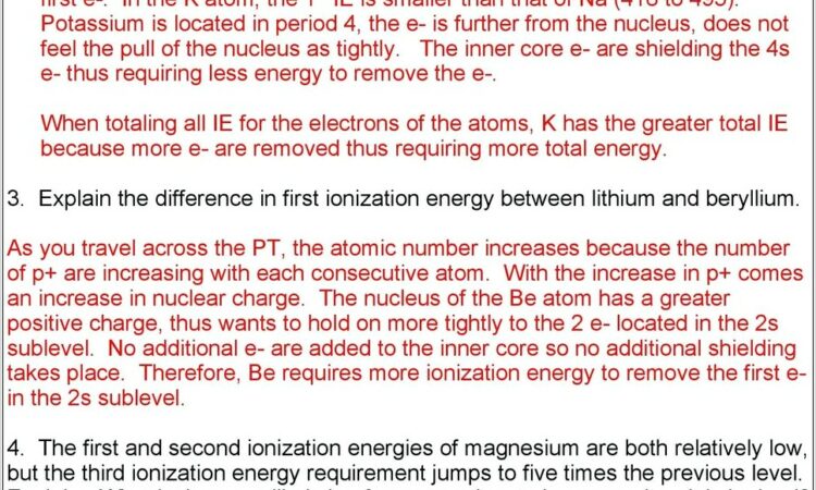 Periodic Table Periodicity Worksheet