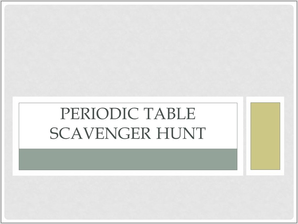 Periodic Table Scavenger Worksheet