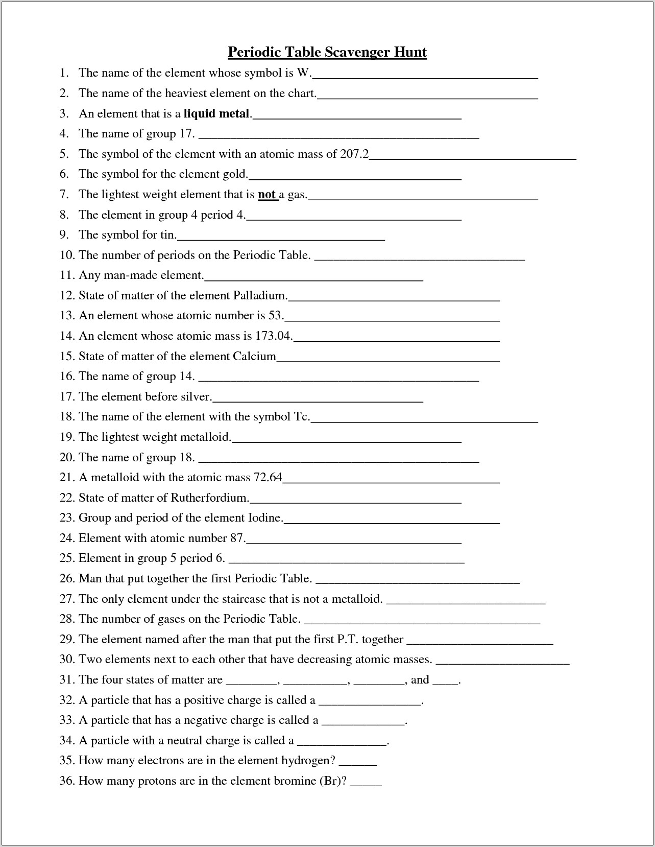 Periodic Table Worksheet Chemistry If8766