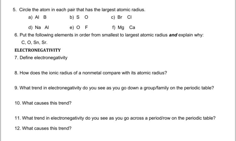 Periodic Table Worksheet Group 4 Period 5