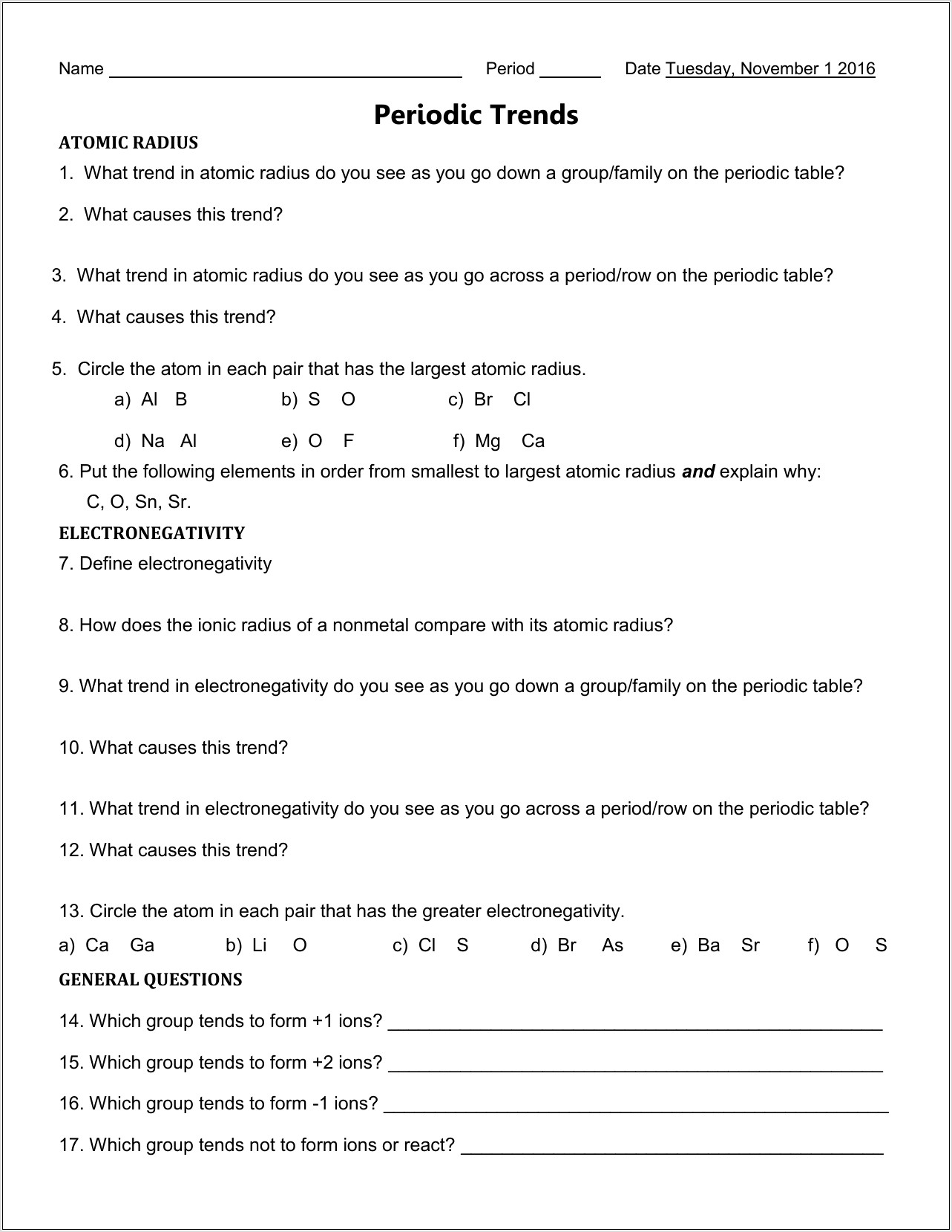 Periodic Table Worksheet Group 4 Period 5