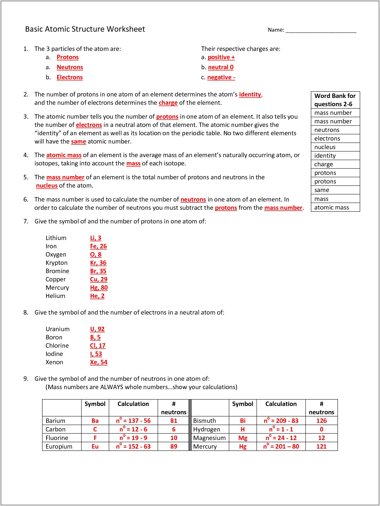 Periodic Table Worksheets And Activities
