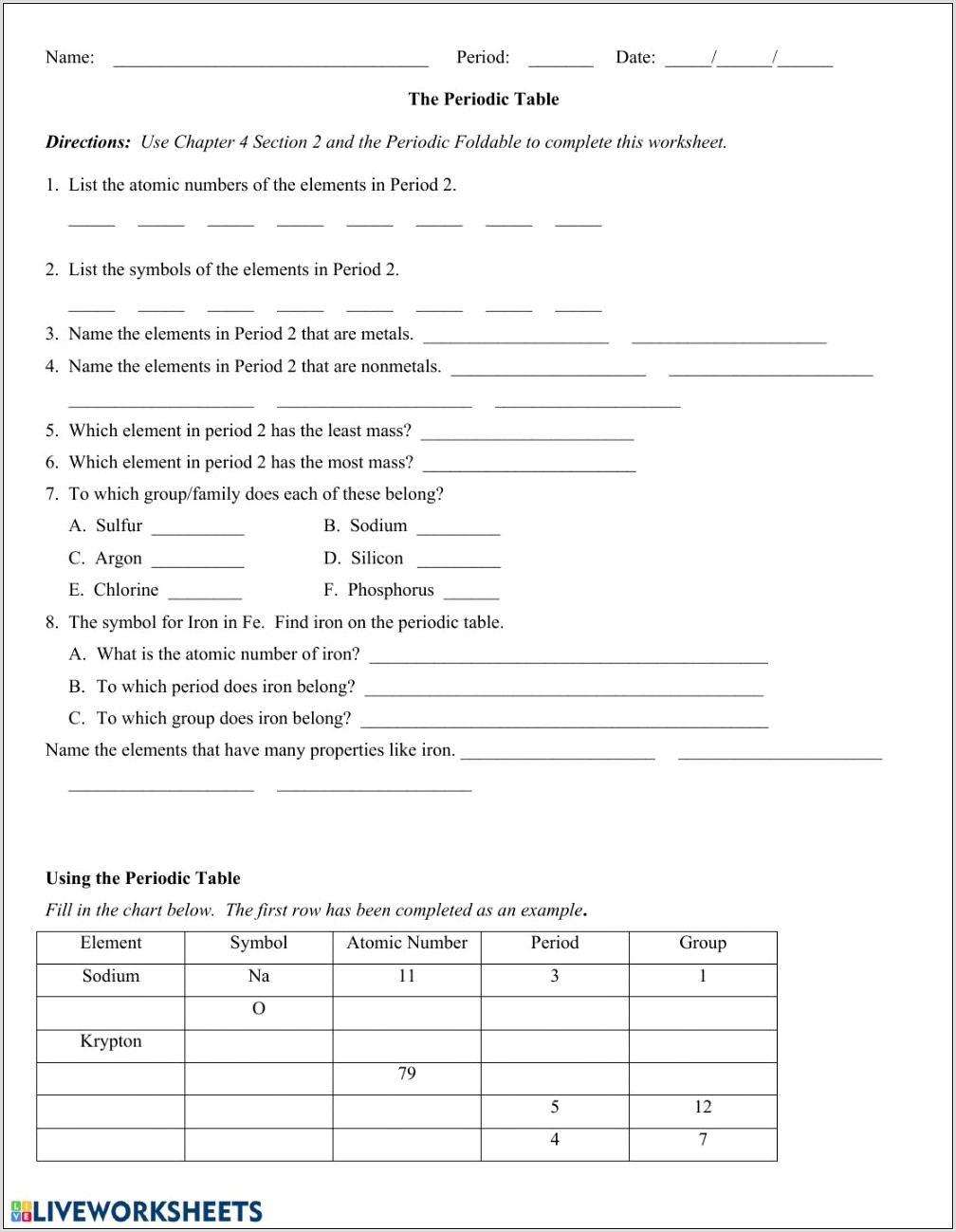 Periodic Tables Online Worksheet Answer Key