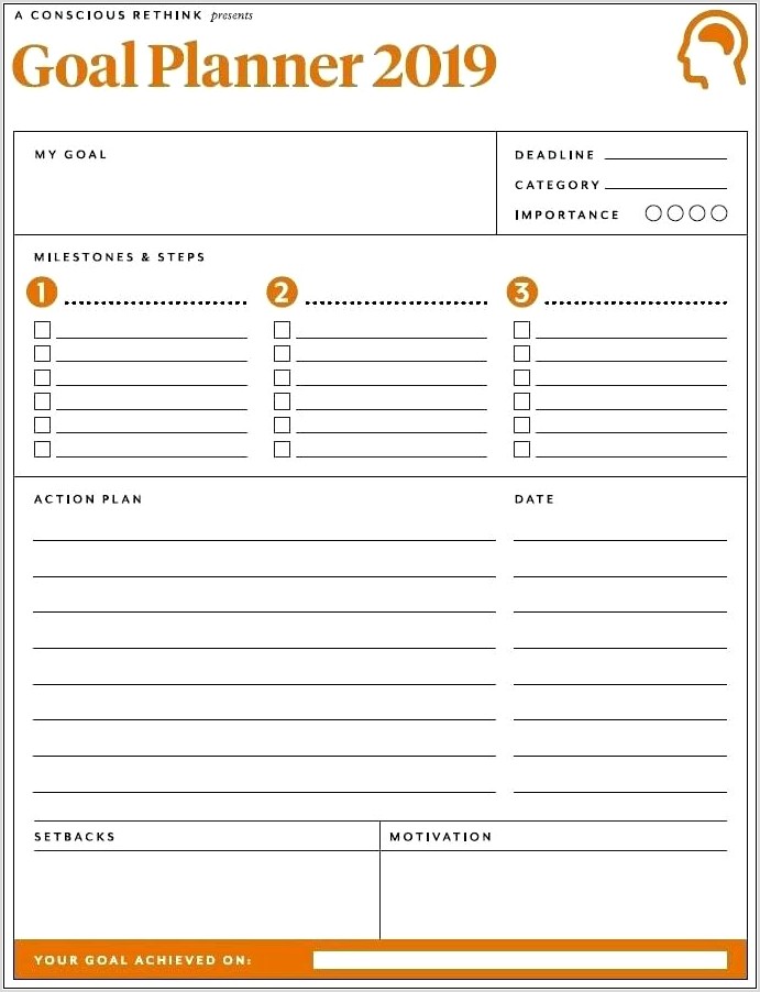 Personal Goal Setting Worksheet Excel