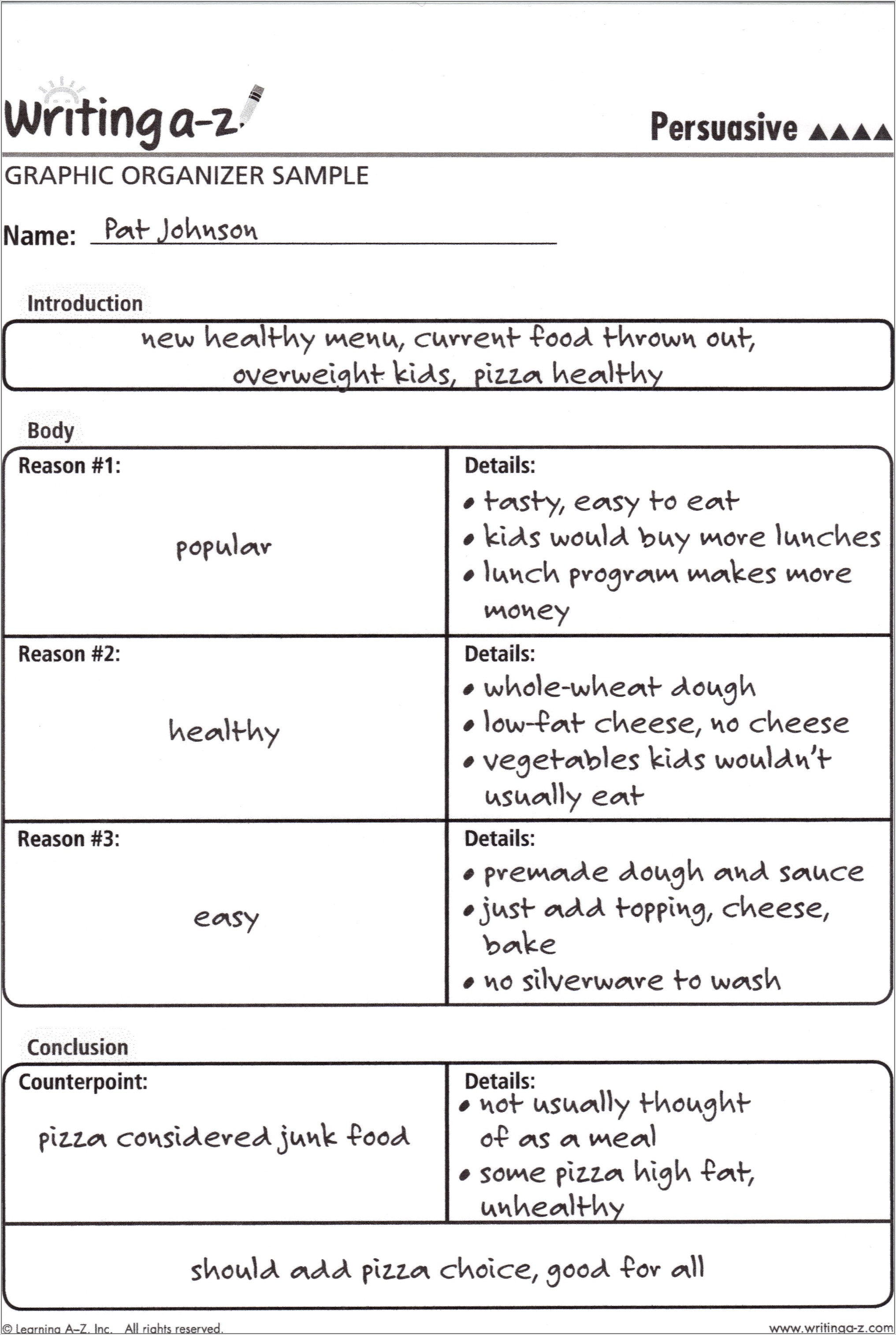 Persuasive Writing Peer Edit Worksheets