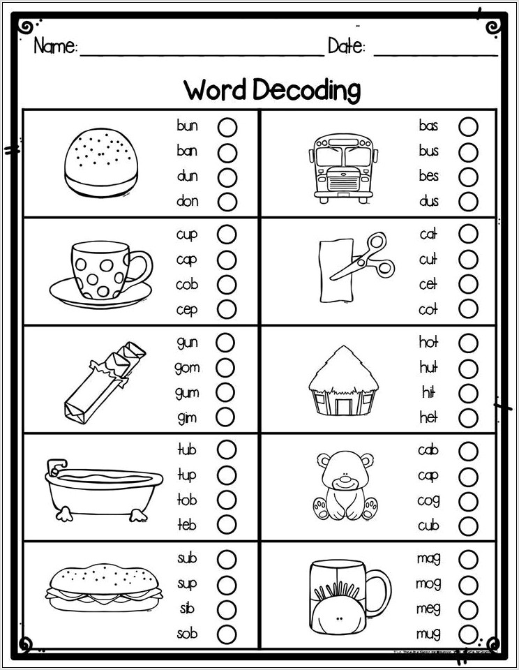 Phonics Word Decoder Worksheet