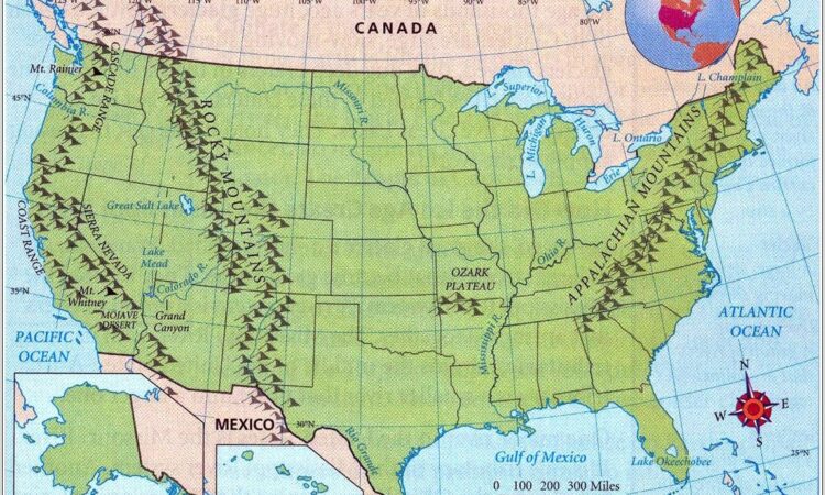 Physical Map Of United States Worksheet