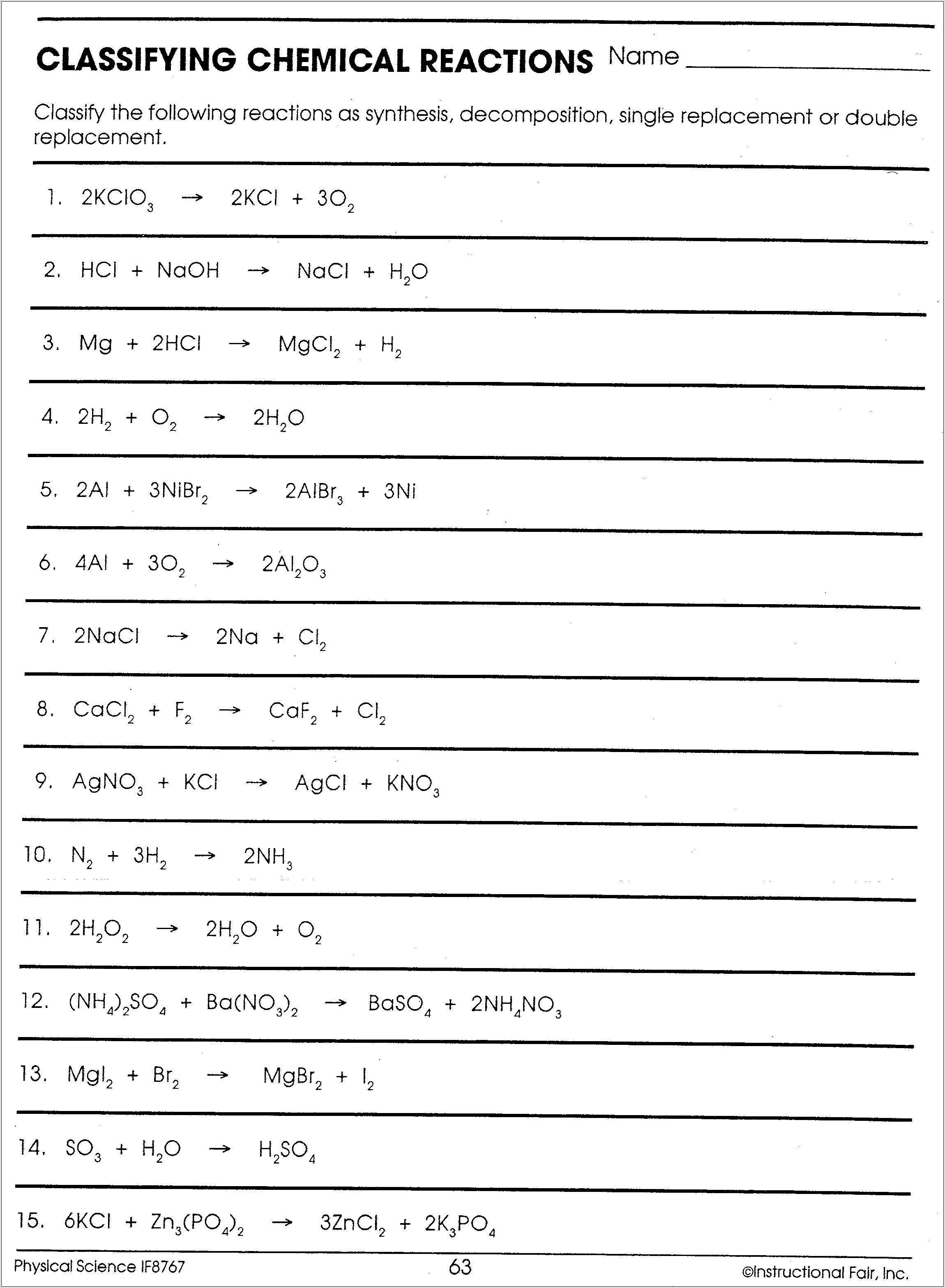 Physical Science Worksheet If8767