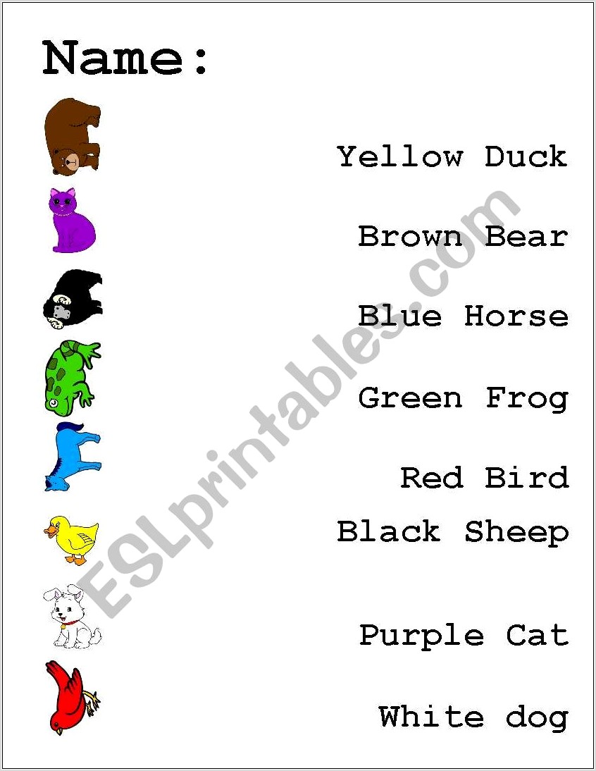 Picture And Word Matching Worksheets