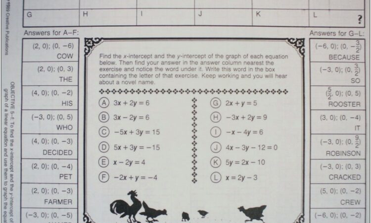 Pizzazz Algebra Worksheet Answers