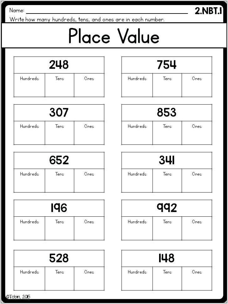 Place Value Worksheet 3rd Grade Printable
