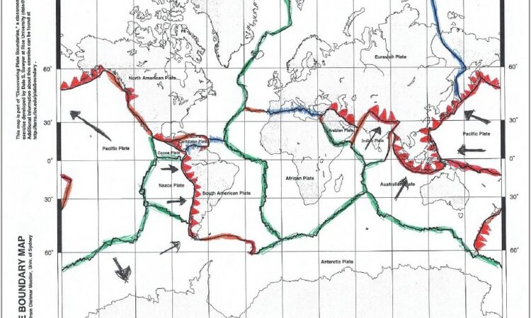 Plate Boundaries Map Worksheet