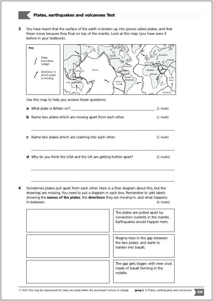 Plate Tectonics And Volcanoes Worksheets