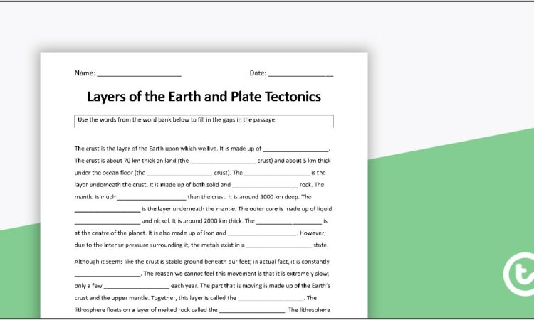 Plate Tectonics Connecting Concepts Worksheet